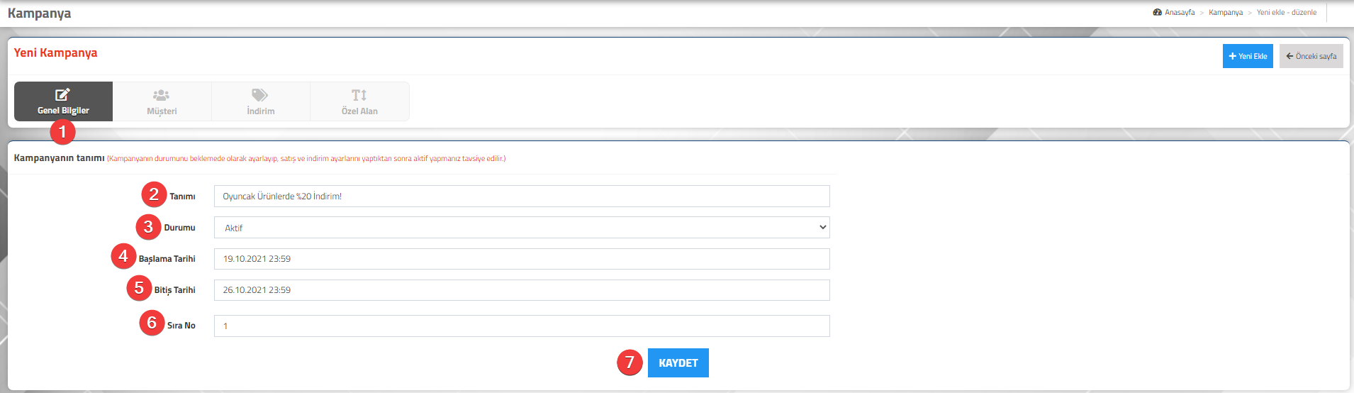 Akınsoft e-Ticaret Programında Kampanya Tanımları