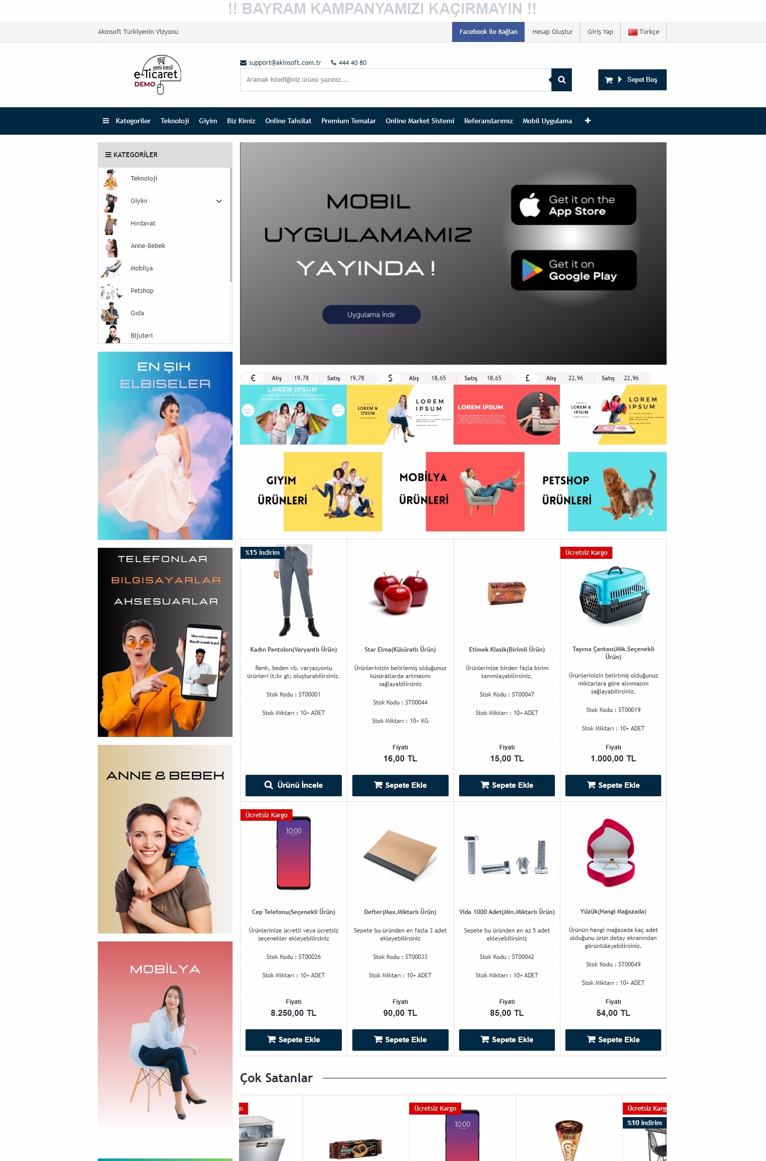 AKINSOFT e-Ticaret Programında Şablon 1  Örnek Çalışma