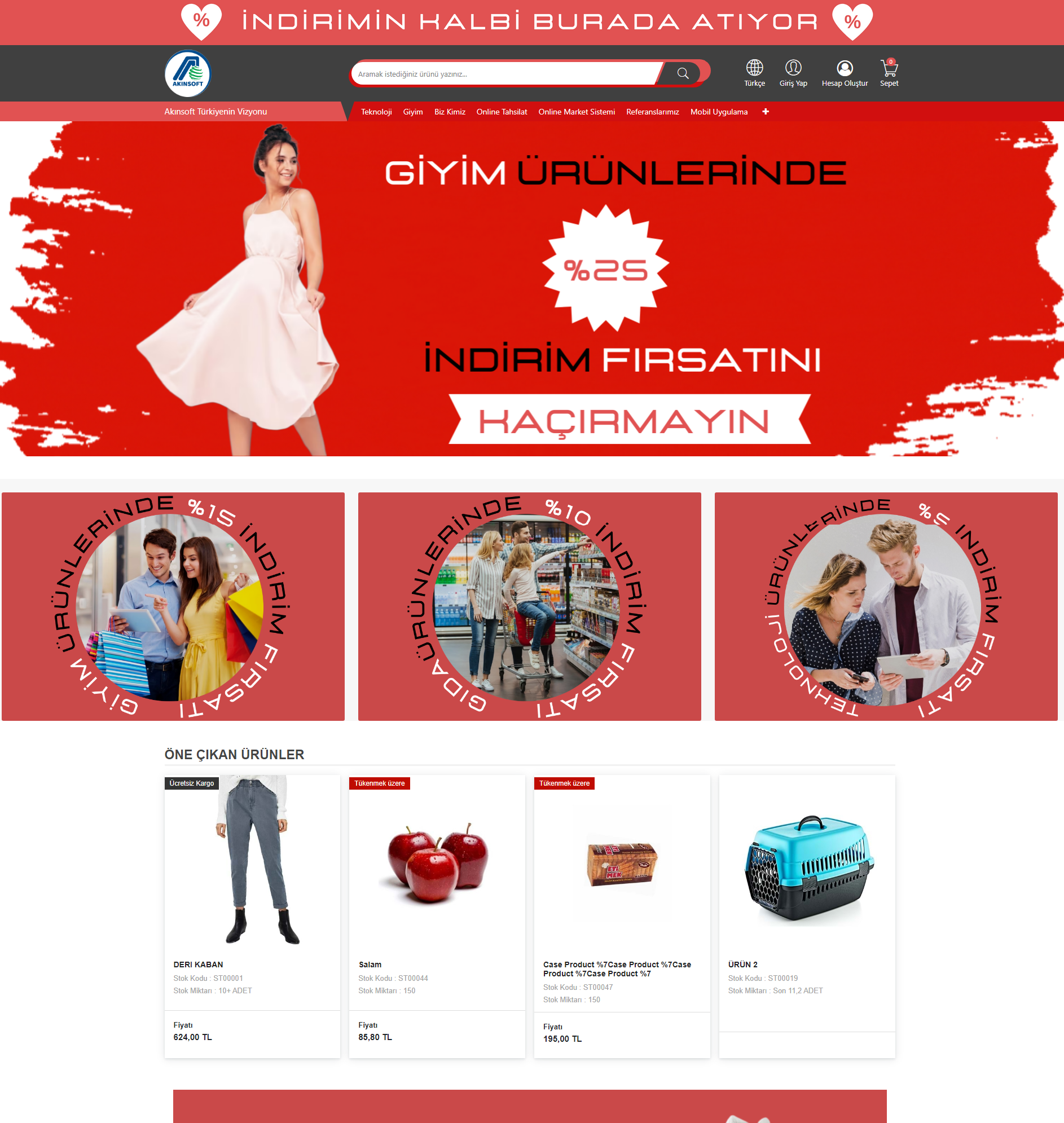 AKINSOFT e-Ticaret Programında Şablon 7 Örnek Çalışma