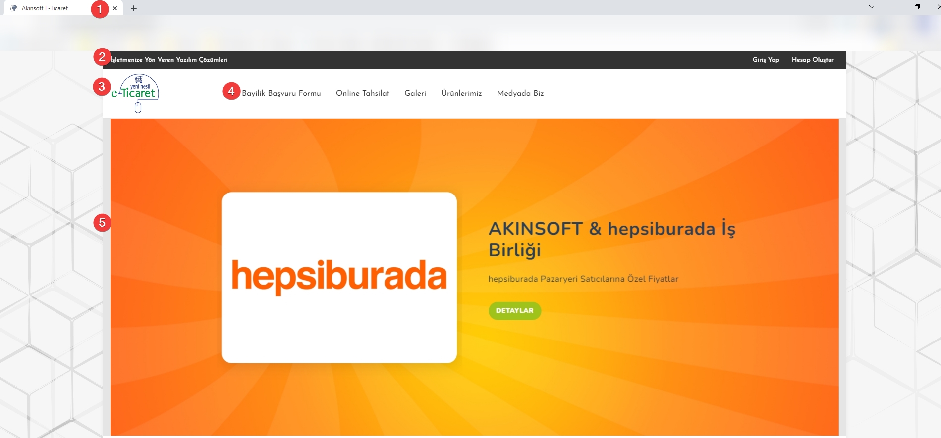 AKINSOFT e-Ticaret Programında Tema Özellikleri – CMS – Şablon -1 Üst Bölüm