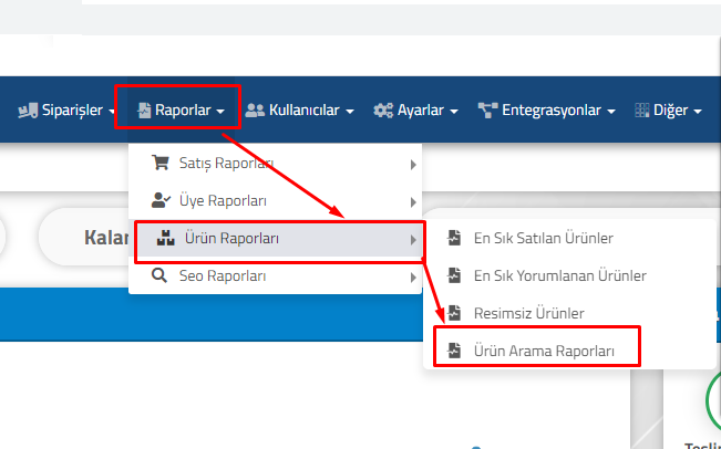AKINSOFT e-Ticaret Programında Ürün Arama Raporu