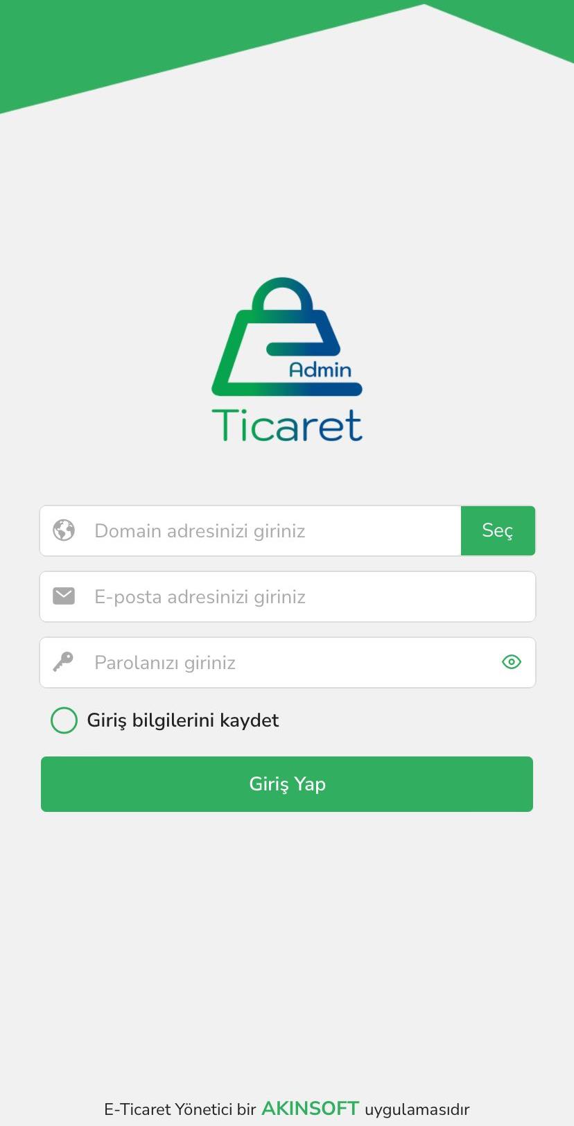 Akınsoft e-Ticaret Yönetici Mobil Uygulaması