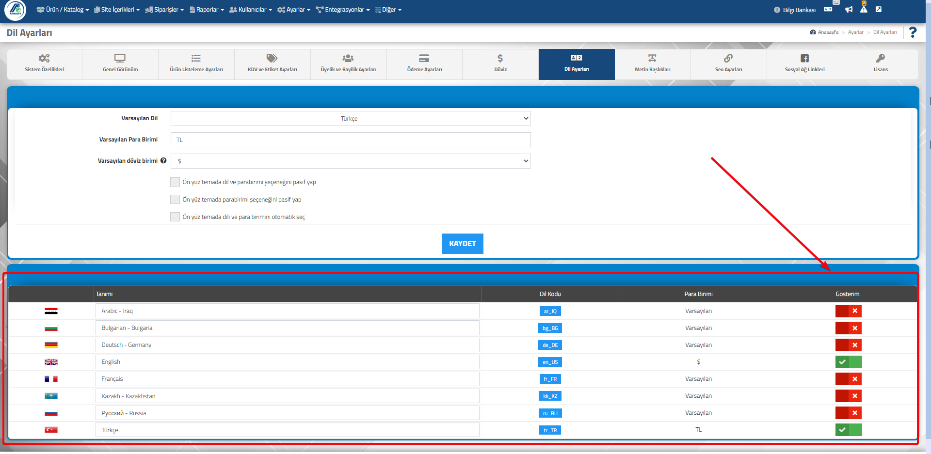 AKINSOFT e-Ticarette Yabancı Dil Kullanımı